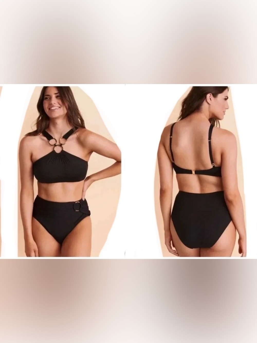 Bleu Rod Beattie Ring Me Up Over Shoulder Ring Swim Top and High Waist Bottom